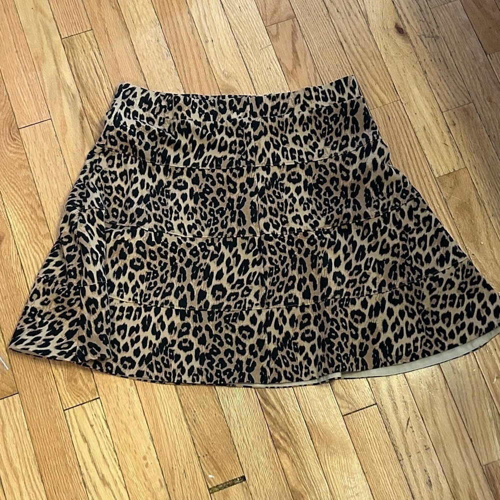 Lands' End Tiered Ruffle Leopard Print Skirt Elastic Waist Size Large T32-4 - Picture 1 of 1